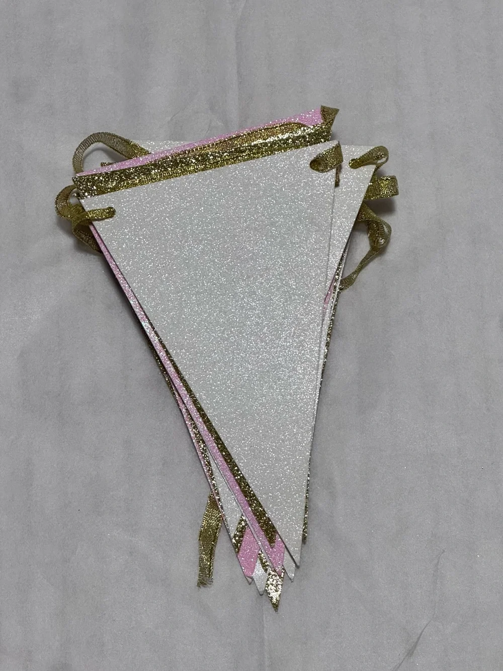 Glitter Triangle Pennant Banner - Pink, Gold & White Party Garland